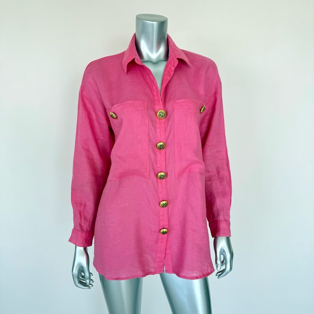 Magaschoni women linen blouse size XS